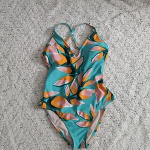 Kona Sol  One Piece Swimsuit in Teal and Orange